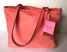 Load image into Gallery viewer, Kate Spade Taylor Nylon Tote Large Pink Leather Trim Shoulder Bag Top Zip