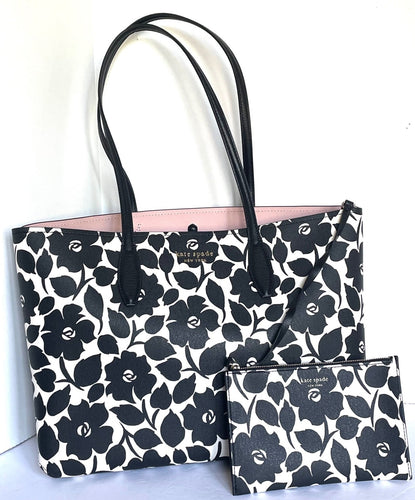 Kate Spade Tote Womens Black Large All Day Leather Rosy Garden Shoulder Bag