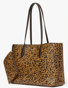 Kate Spade Tote Womens Large Brown Leopard All Day Structured Tote w Wristlet