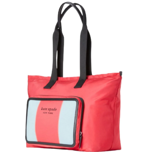 Kate Spade Tote Womens Red Large Nylon Packable Travel Shoulder Bag Journey
