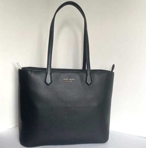 Kate Spade Veronica Large Tote Black Pebbled Leather Structured Shoulder Bag