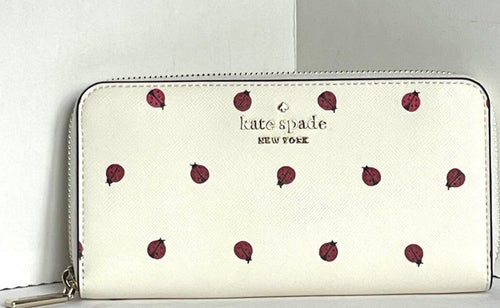 Kate Spade Staci Wallet Lady Bug Dottie Large Womens Continental Zip Creme