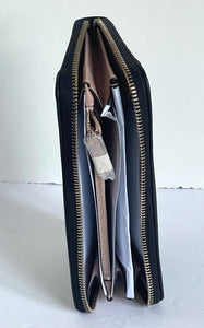 Kate Spade Wallet Womens Large Black Leather Accordian Spencer Zip-Around