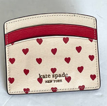 Load image into Gallery viewer, Kate Spade Wallet Womens Red Hearts Cardholder Spencer Slim Case Beige
