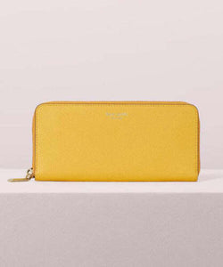 Kate Spade Wallet Womens Yellow Leather Margaux Slim Continental Zip