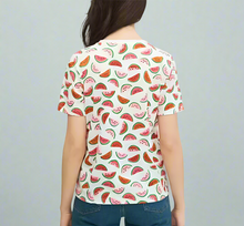 Load image into Gallery viewer, KateSpadeWatermelonCottonTeeWomensMediumCrewNeckWhitePink