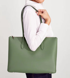 Kate Spade Women’s All day Large Work Laptop Tote Leather Zip-Top Bag, Romaine