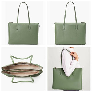 Kate Spade Women’s All day Large Work Laptop Tote Leather Zip-Top Bag, Romaine