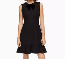 Load image into Gallery viewer, Kate Spade Dress Womens 0 Black Sheath Sleeveless Bow Tie Tweed Ruffle Short