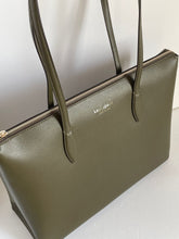 Load image into Gallery viewer, Kate Spade Work Tote All Day Womens Large Green Leather Zip-Top Laptop Shoulder Bag