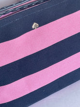 Load image into Gallery viewer, Kate Spade Wristlet Clutch On Purpose Pink Striped Large Canvas Zip Bag