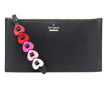 Load image into Gallery viewer, Kate Spade Wristlet Clutch Womens Small Black Leather Hearts Strap Slim Zip Ariah