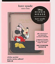 Load image into Gallery viewer, Kate Spade X Disney Pocket Phone Sticker Minnie Mouse Leather Card Holder Beige