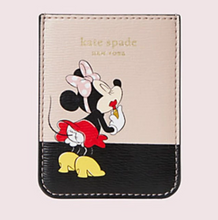 Load image into Gallery viewer, Kate Spade X Disney Pocket Phone Sticker Minnie Mouse Leather Card Holder Beige