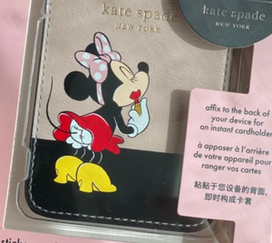 Kate Spade X Disney Pocket Phone Sticker Minnie Mouse Leather Card Holder Beige