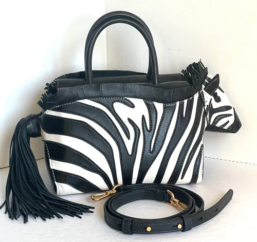 Kate Spade Ziggy Zebra Crossbody 3D Black Leather Satchel Collection Bag