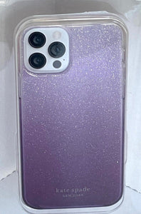 Kate Spade iPhone 12 & 12PRO Case Purple Ombre Glitter Hardshell Bumper