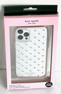 Kate Spade iPhone 12 an12 PRO Clear Case Pink Pin Dot Bumper Magsafe 6.1in