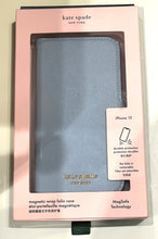 Load image into Gallery viewer, Kate Spade iPhone 13 Blue Leather Folio Case Wrap Protective Morgan