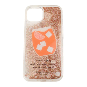 Kate Spade iPhone 13 Case Campari Cocktail Cleaar Liquid Glitter Lightweight Box