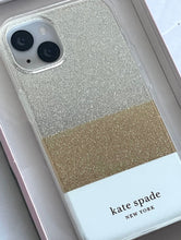 Load image into Gallery viewer, Kate Spade iPhone 13 Case Gold Silver Glitter Block Protective Bumper 6.1in
