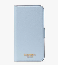 Load image into Gallery viewer, Kate Spade iPhone 13  Blue Leather Folio Case  Wrap Protective Morgan