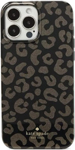 Kate Spade iPhone 13 PRO Case Black Leopard Glitter Hard Shell Bumper Protect