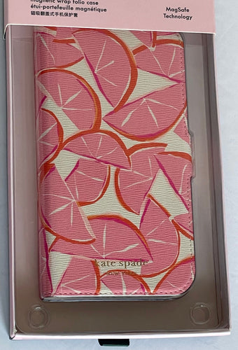 Kate Spade iPhone 13 PRO MAX Grapefruit Folio Case Wrap Protective Spencer