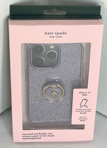 Kate Spade iPhone 13 PRO Ring Stand Pink Glitter Hard Shell Case Kickstand