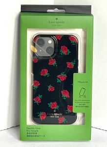 Kate Spade iPhone 14 PRO & MAX Case Ditsy Rose Toss Black Hard Shell Floral