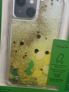 Kate Spade iPhone 14 Case Lemon Drop Liquid Gold Glitter Protect Box Yellow