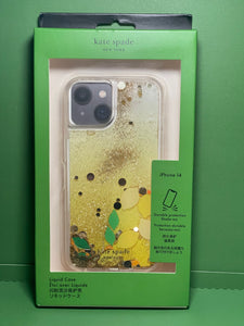 Kate Spade iPhone 14 Case Lemon Drop Liquid Gold Glitter Protect Box Yellow