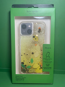 Kate Spade iPhone 14 Case Lemon Drop Liquid Gold Glitter Protect Box Yellow