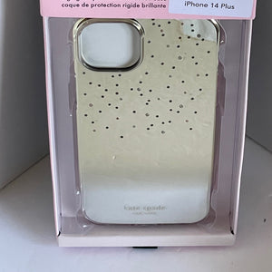 Kate Spade iPhone 14 PLUS Case Gold Metallic Ombre Hard Shell Box 6.7in