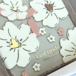 Kate Spade iPhone 14 PLUS Case White Classic Peony Floral Hard Shell Box 6.7in