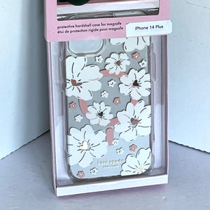 Kate Spade iPhone 14 PLUS Case White Classic Peony Floral Hard Shell Box 6.7in