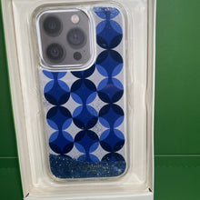 Load image into Gallery viewer, Kate Spade iPhone 14 PRO Blue Glitter Patio Tile Liquid Hard Shell Case Magsafe