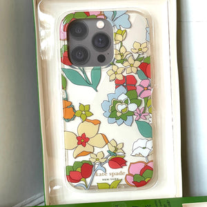 Kate Spade iPhone 14 PRO Case Flower Bed Clear Protective Hard Shell