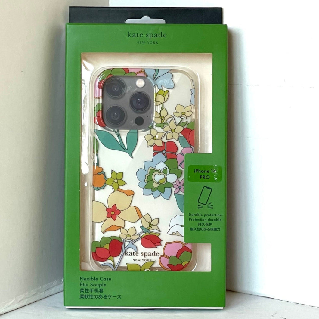 Kate Spade iPhone 14 PRO Case Flower Bed Clear Protective Hard Shell