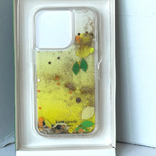 Load image into Gallery viewer, Kate Spade iPhone 14 PRO Case Lemon Drop Liquid Gold Glitter Protect Box Yellow