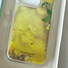 Load image into Gallery viewer, Kate Spade iPhone 14 PRO Case Lemon Drop Liquid Gold Glitter Protect Box Yellow