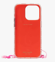 Load image into Gallery viewer, Kate Spade iPhone 14 PRO Case Wristlet Gingham Glitter Sam Icon Red Pink Sparkle