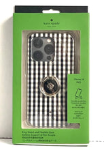 Load image into Gallery viewer, Kate Spade iPhone 14 PRO Jazzy Gingham Ring Stand Black Hard Shell Case Kickstand