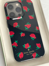 Load image into Gallery viewer, Kate Spade iPhone 14 PRO &amp; MAX Case Ditsy Rose Toss Black Hard Shell Floral