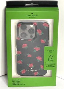 Kate Spade iPhone 14 PRO & MAX Case Ditsy Rose Toss Black Hard Shell Floral