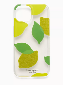 Kate Spade iPhone 14 PRO MAX Case Lemon Drop Glitter Clear Hard Shell Protect