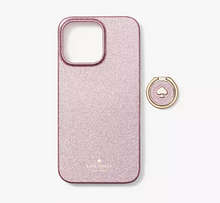 Load image into Gallery viewer, Kate Spade iPhone 14 PRO MAX  Ring Stand Pink Glitter Hard Shell Case Kickstand