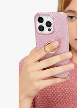 Load image into Gallery viewer, Kate Spade iPhone 14 PRO Ring Stand Pink Glitter Hard Shell Case Kickstand