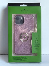 Load image into Gallery viewer, Kate Spade iPhone 14 Ring Stand Pink Glitter Hard Shell Case Kickstand Protection