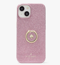 Load image into Gallery viewer, Kate Spade iPhone 14 Ring Stand Pink Glitter Hard Shell Case Kickstand Protection